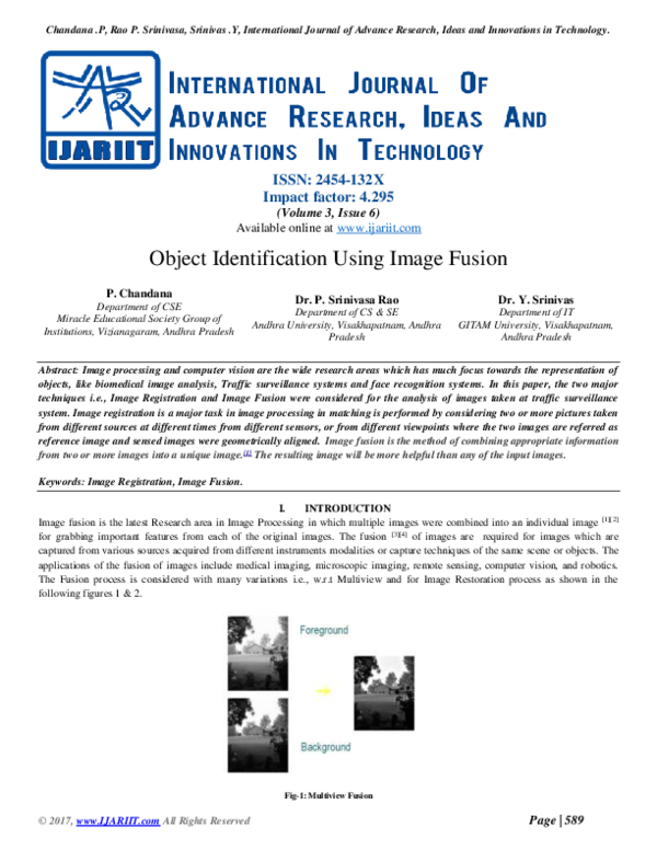 (PDF) Object Identification Using Image Fusion