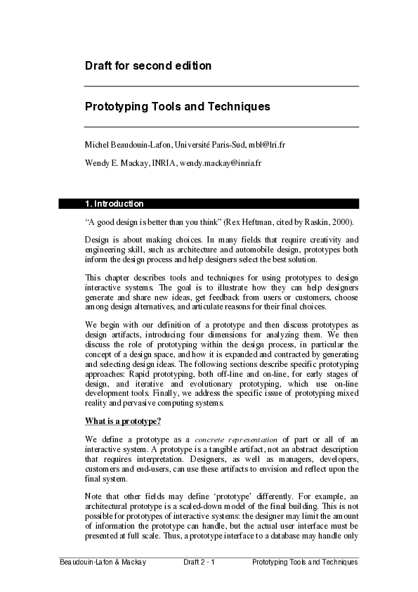 (PDF) Draft for second edition Prototyping Tools and Techniques