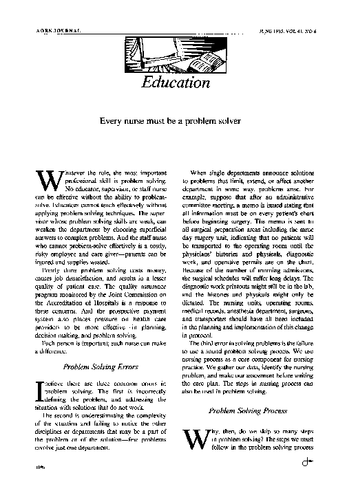 (PDF) Every nurse must be a problem solver