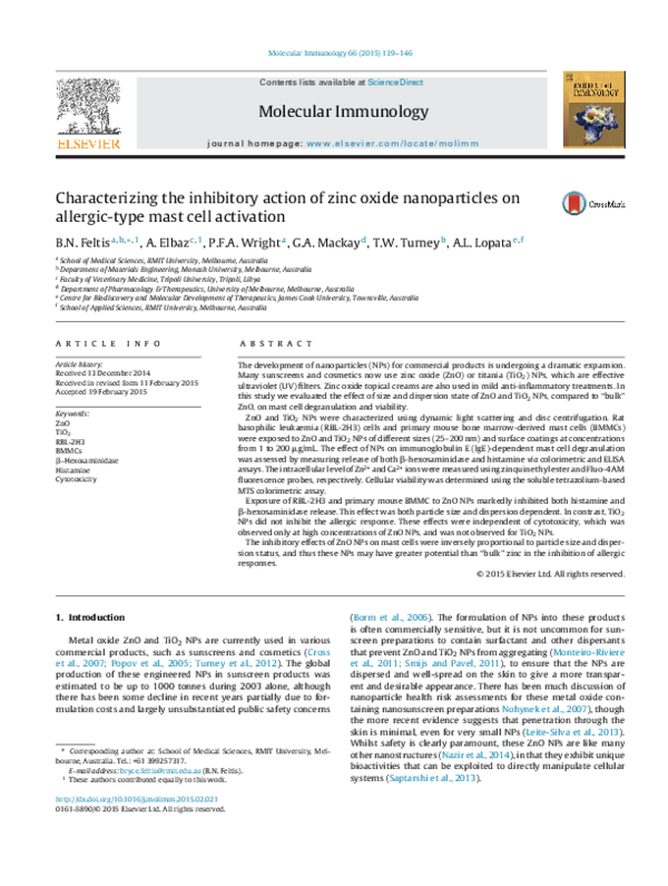(PDF) Characterizing the inhibitory action of zinc oxide nanoparticles