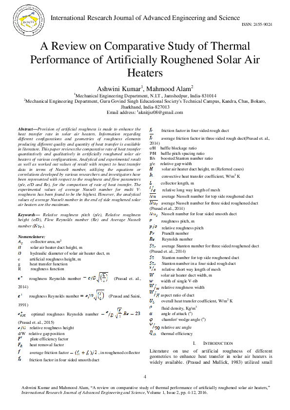 (PDF) A Review on Comparative Study of Thermal Performance of ...