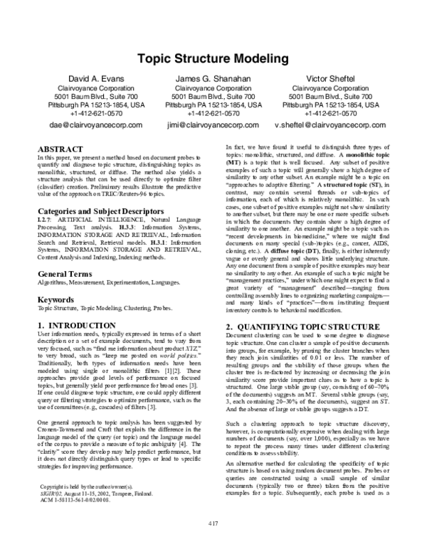 (PDF) Topic structure modeling