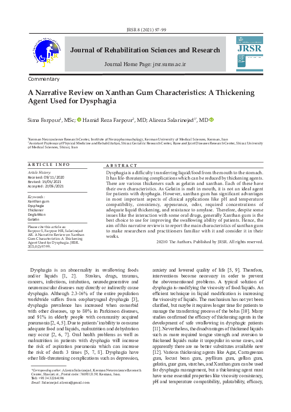 (PDF) A narrative review on Xanthan Gum characteristics A Thickening