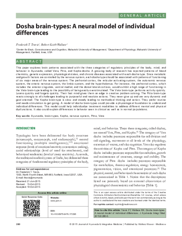 (PDF) Dosha braintypes A neural model of individual differences fred travis Academia.edu