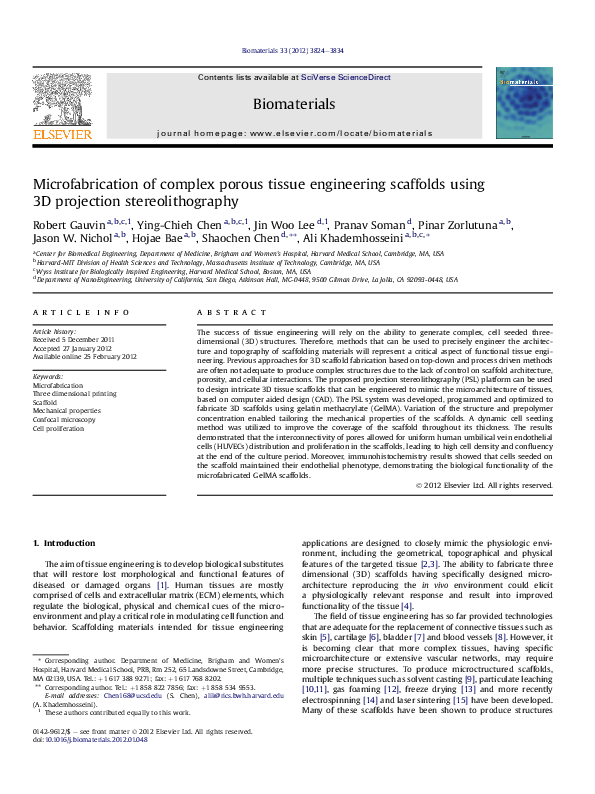 (PDF) Microfabrication of complex porous tissue engineering scaffolds ...