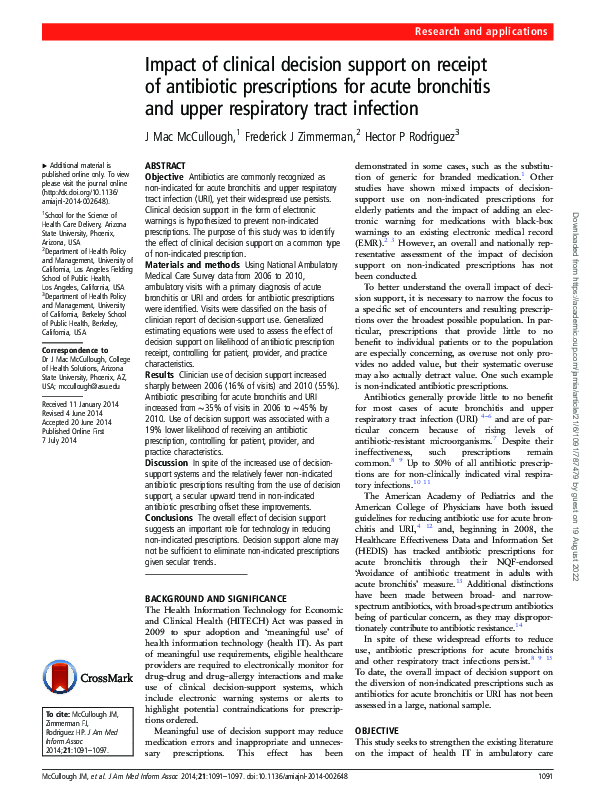 (PDF) Impact of clinical decision support on receipt of antibiotic