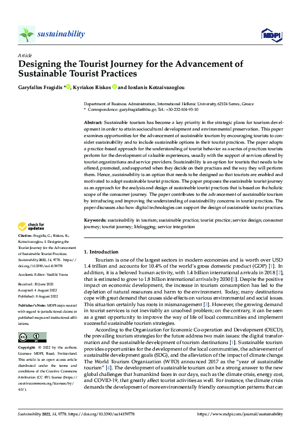(PDF) Designing the Tourist Journey for the Advancement of Sustainable ...