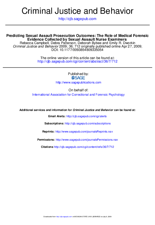 (PDF) Predicting Sexual Assault Prosecution Outcomes