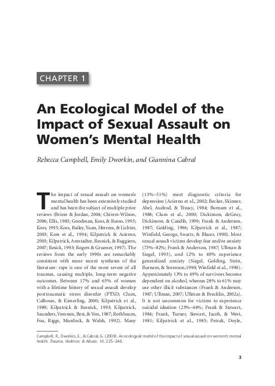 (PDF) An Ecological Model of the Impact of Sexual Assault On Women's ...