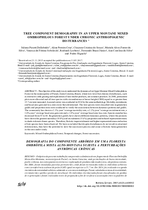 (PDF) Tree Component Demography in an Upper Montane Mixed Ombrophilous ...