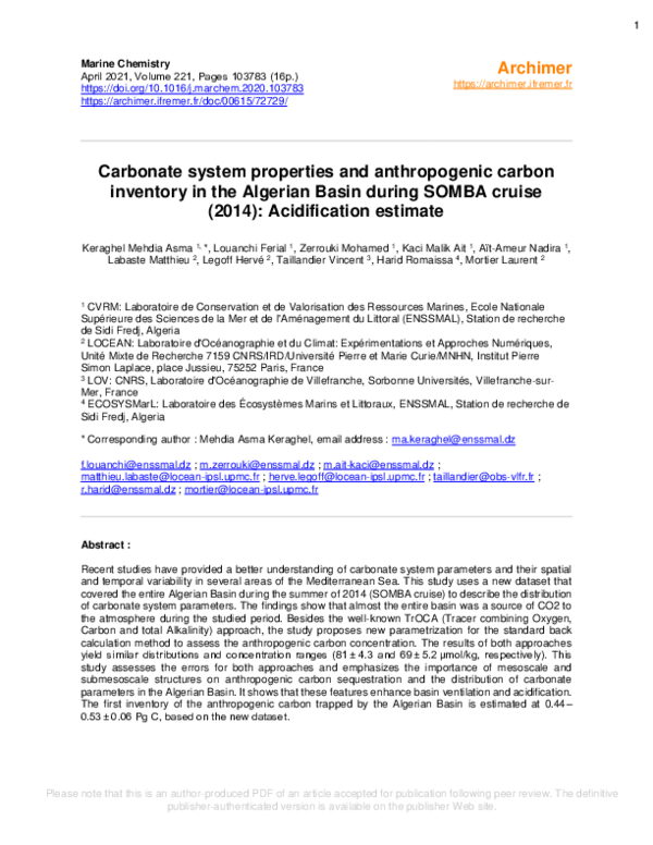 (PDF) Carbonate system properties and anthropogenic carbon inventory in ...