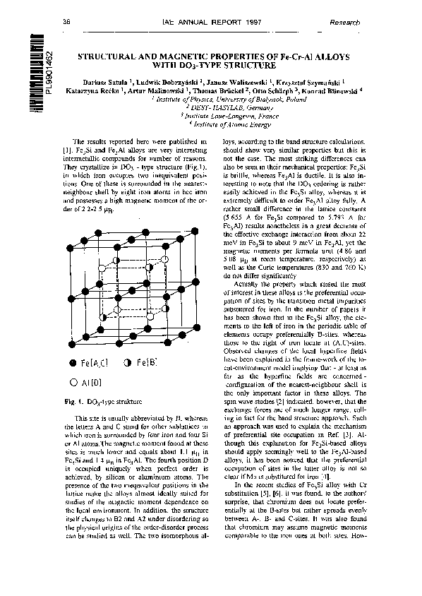 (PDF) Structural and magnetic properties of Fe Cr Al alloys with DO3 ...