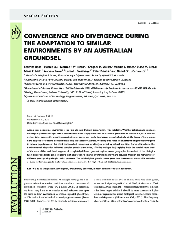 (PDF) Convergence and Divergence During the Adaptation to Similar ...