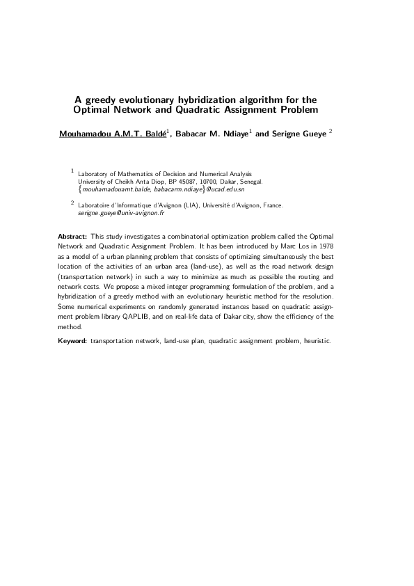 (PDF) A greedy evolutionary hybridization algorithm for the optimal ...