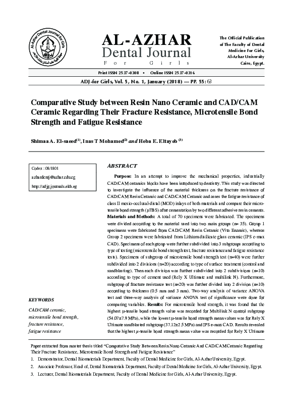 (PDF) Comparative Study between Resin Nano Ceramic and CAD/CAM Ceramic ...