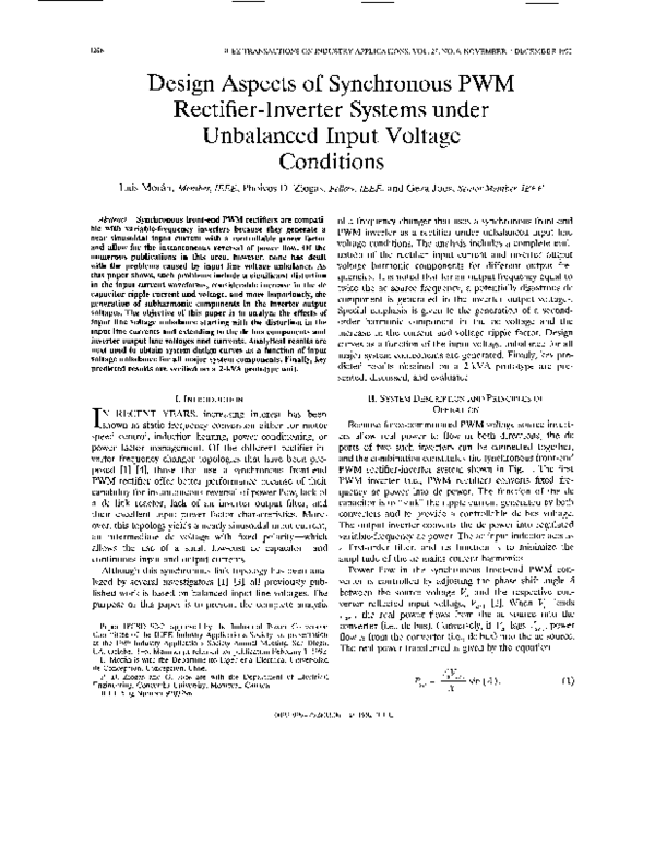 (PDF) Design aspects of synchronous PWM rectifier-inverter systems ...