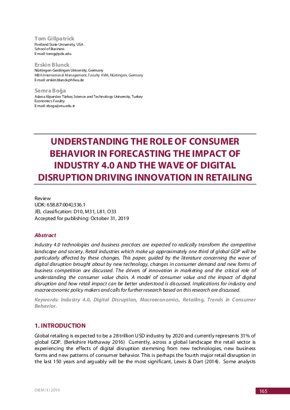 (PDF) Understanding the Role of Consumer Behavior in Forecasting the ...