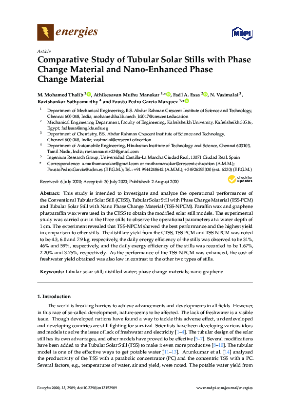 (PDF) Comparative Study of Tubular Solar Stills with Phase Change ...
