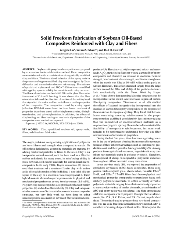 (PDF) Solid freeform fabrication of soybean oil-based composites ...