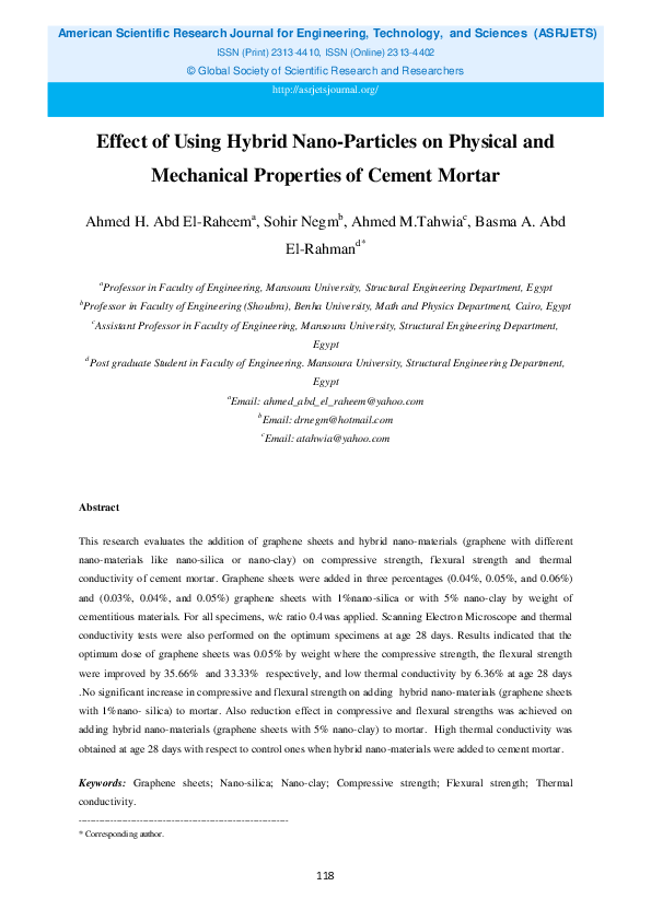 (PDF) Effect of Using Hybrid Nano-Particles on Physical and Mechanical ...