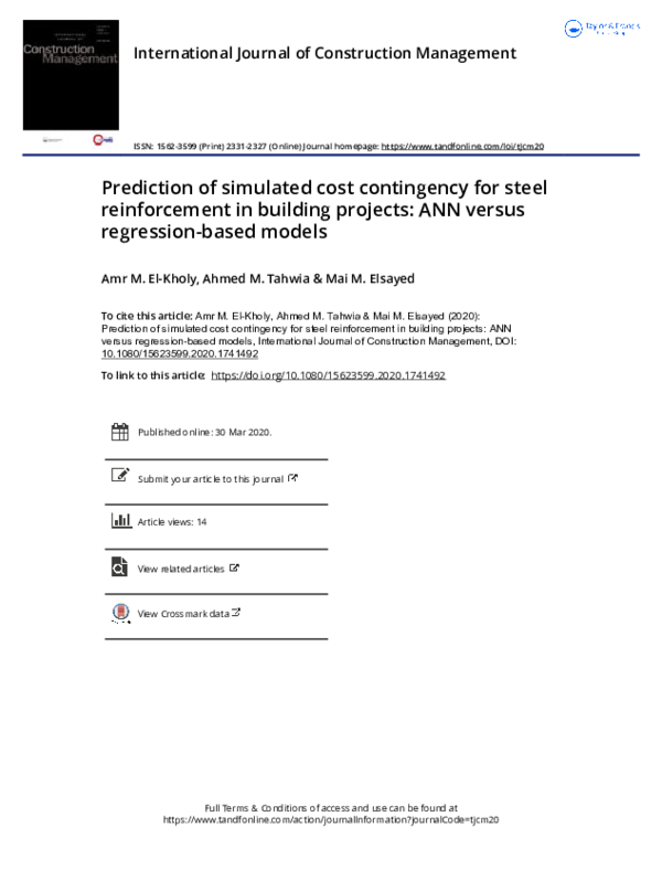 (PDF) Prediction of simulated cost contingency for steel reinforcement ...