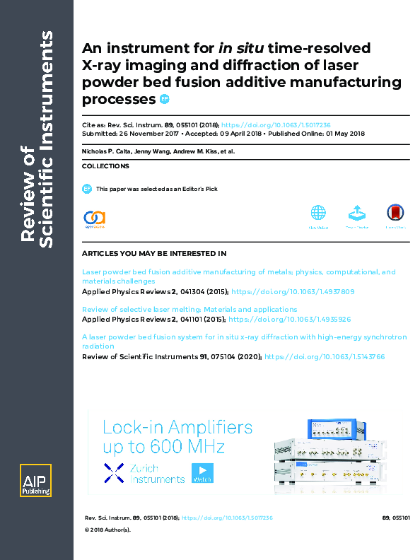 (PDF) An instrument for in situ time-resolved X-ray imaging and ...