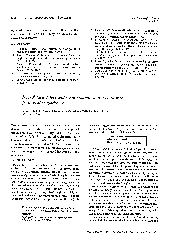 (PDF) Neural tube defect and renal anomalies in a child with fetal ...