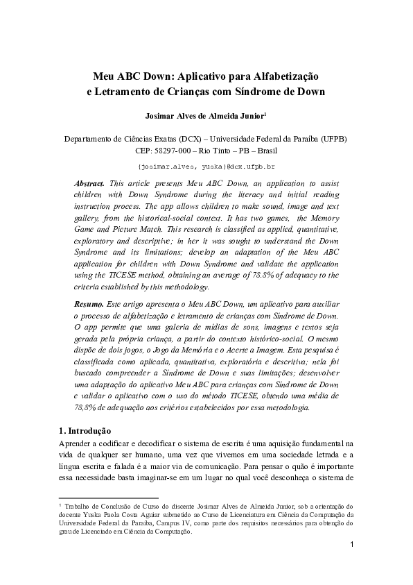 (PDF) Meu ABC Down: aplicativo para alfabetização e letramento de ...
