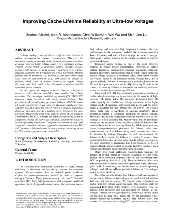 (PDF) Improving cache lifetime reliability at ultra-low voltages