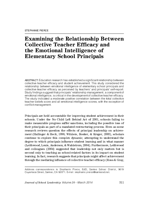 (PDF) Examining the Relationship between Collective Teacher Efficacy ...