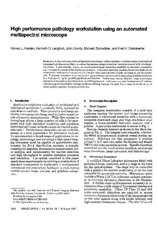 (PDF) High performance pathology workstation using an automated ...