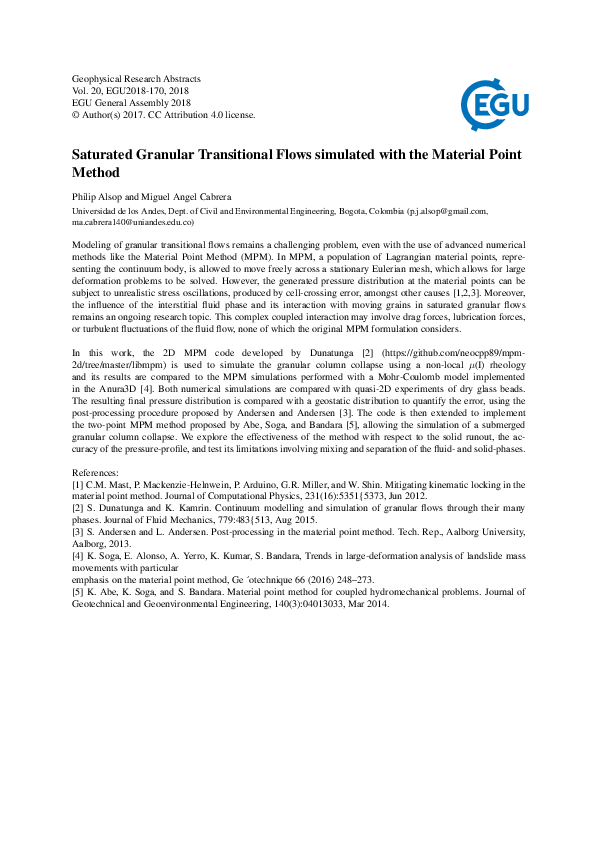 (PDF) Saturated Granular Transitional Flows simulated with the Material ...