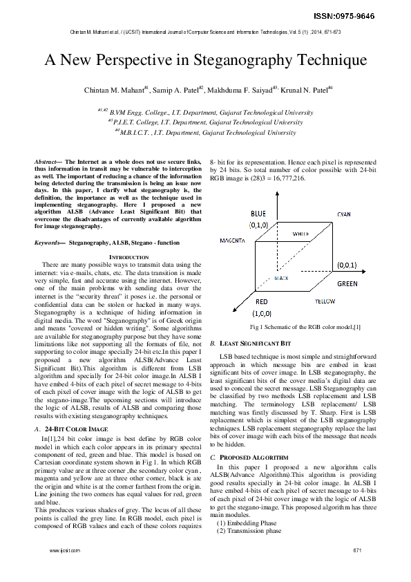 (PDF) A New Perspective in Steganography Technique | Makhduma Saiyad ...