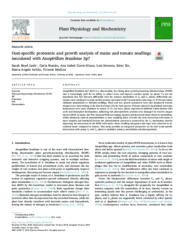 (PDF) Host-specific proteomic and growth analysis of maize and tomato ...