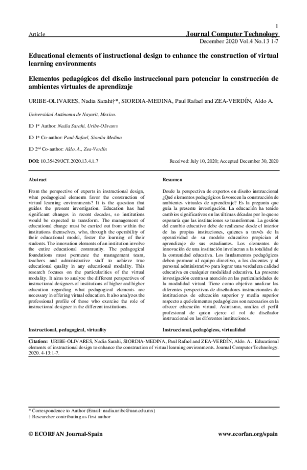 (PDF) Educational elements of instructional design to enhance the ...