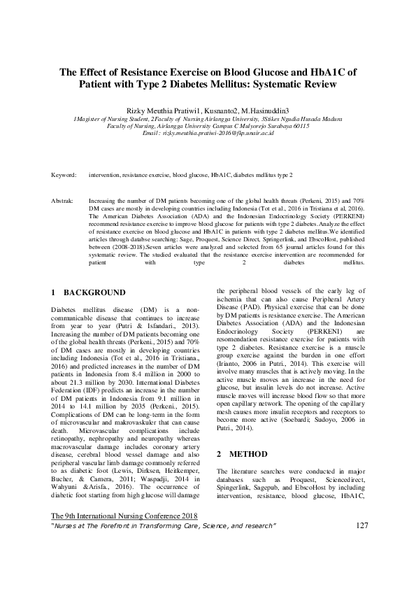 (PDF) The Effect of Resistance Exercise on Blood Glucose and HbA1C of