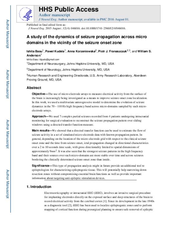(PDF) A study of the dynamics of seizure propagation across micro ...