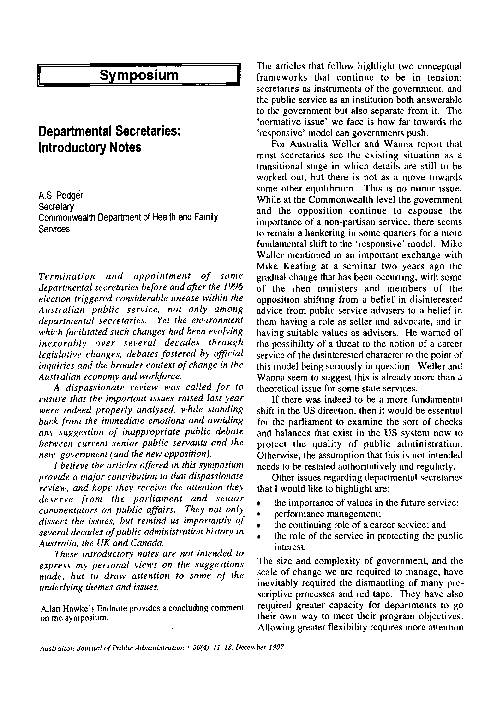 (PDF) Departmental Secretaries: Introductory Notes