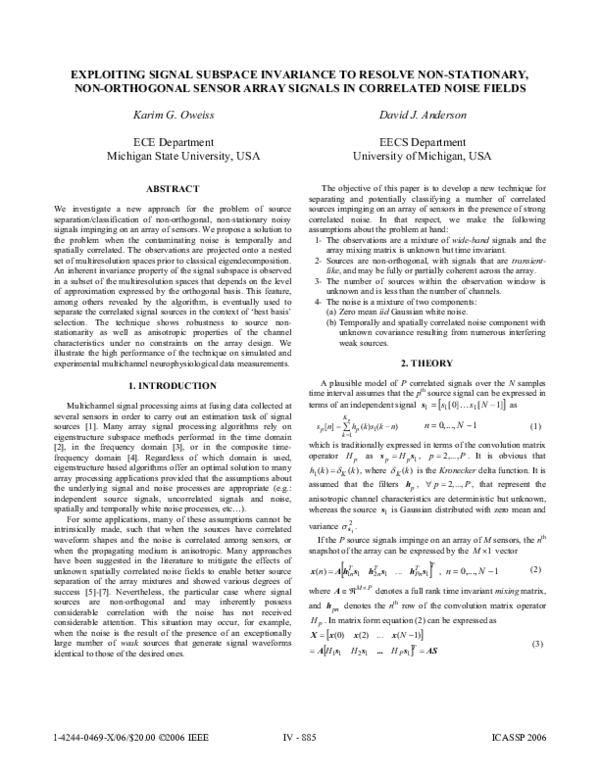 (PDF) Exploiting Signal Subspace Invariance to Resolve Non-Stationary ...