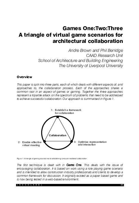 (PDF) Games One : Two : Three A triangle of virtual game scenarios for ...