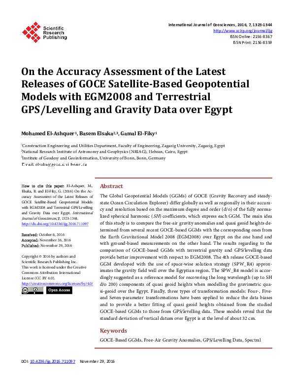 (PDF) On the Accuracy Assessment of the Latest Releases of GOCE ...