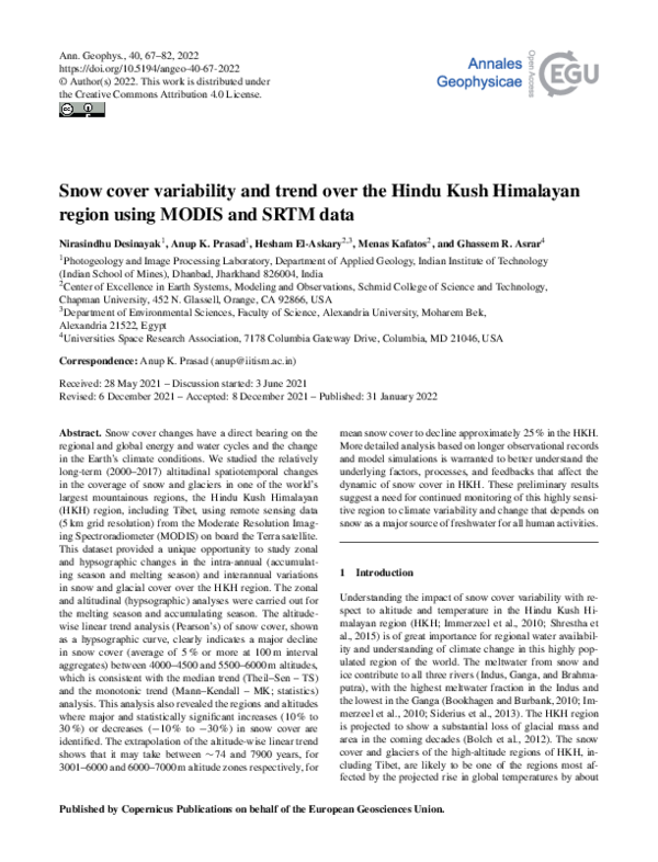 (PDF) Snow cover variability and trend over the Hindu Kush Himalayan ...