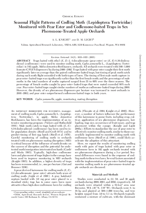 (PDF) Seasonal Flight Patterns of Codling Moth (Lepidoptera ...