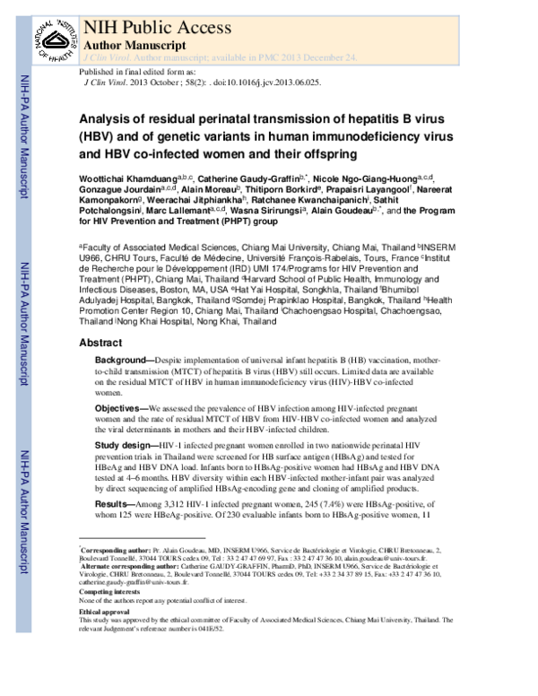 (PDF) Analysis of residual perinatal transmission of hepatitis B virus ...