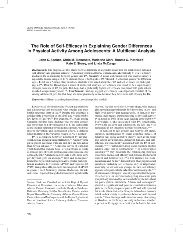(PDF) The Role of Self-Efficacy in Explaining Gender Differences in ...