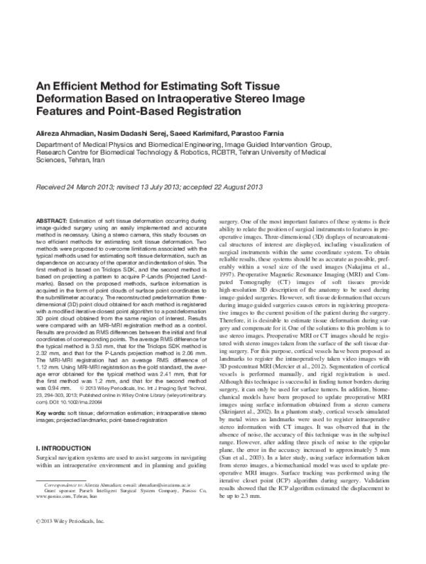 (PDF) An efficient method for estimating soft tissue deformation based ...