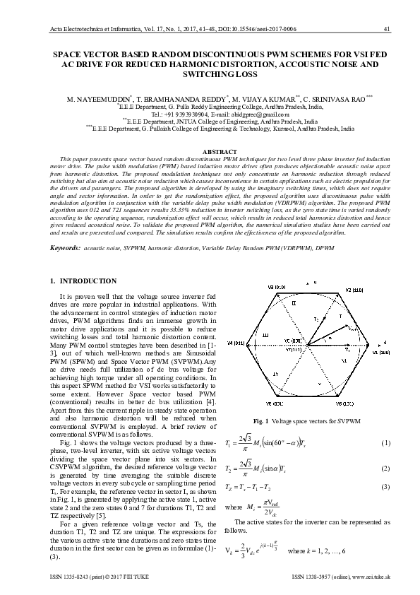 (PDF) Space Vector Based Random Discontinuous PWM Schemes for Vsi Fed ...