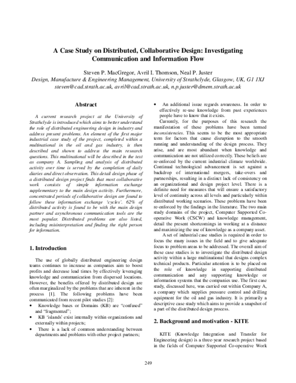 (PDF) A case study on distributed, collaborative design: investigating ...
