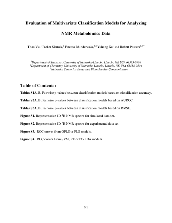 (PDF) Evaluation of Multivariate Classification Models for Analyzing ...