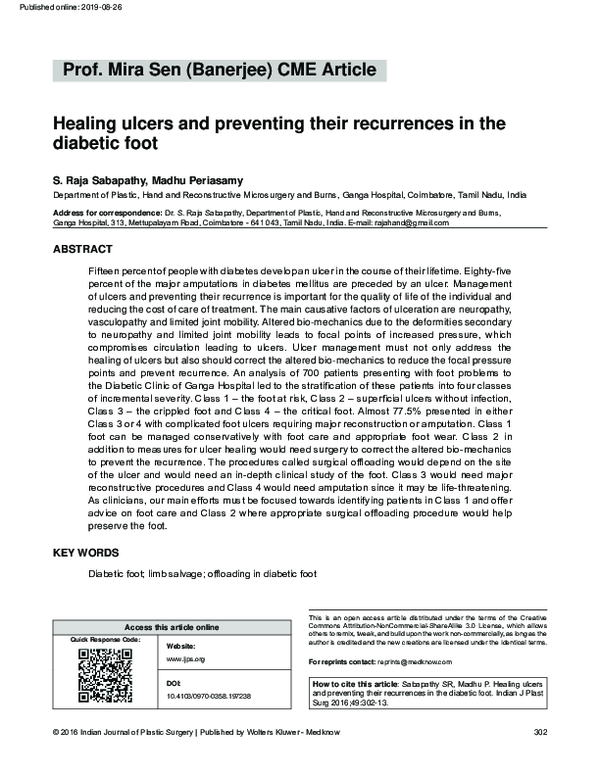 (PDF) Healing ulcers and preventing their recurrences in the diabetic foot
